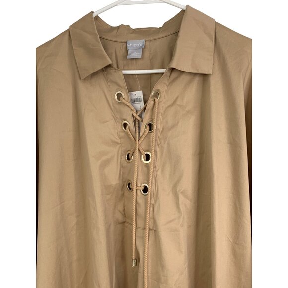 NWT Chicos Plus Size 20/22 Lace Up Neck Dolman Popover Tunic Top RD10710 Stretch - Picture 8 of 8